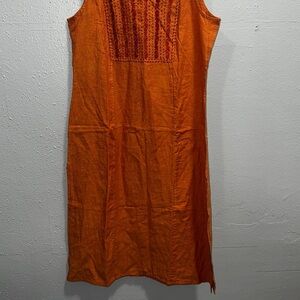 Fabindia Terracotta‎ Embroidered Maxi Dress